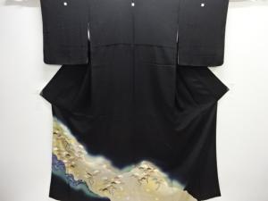 松井青々作　道長取りに松模様刺繍留袖(比翼付き)